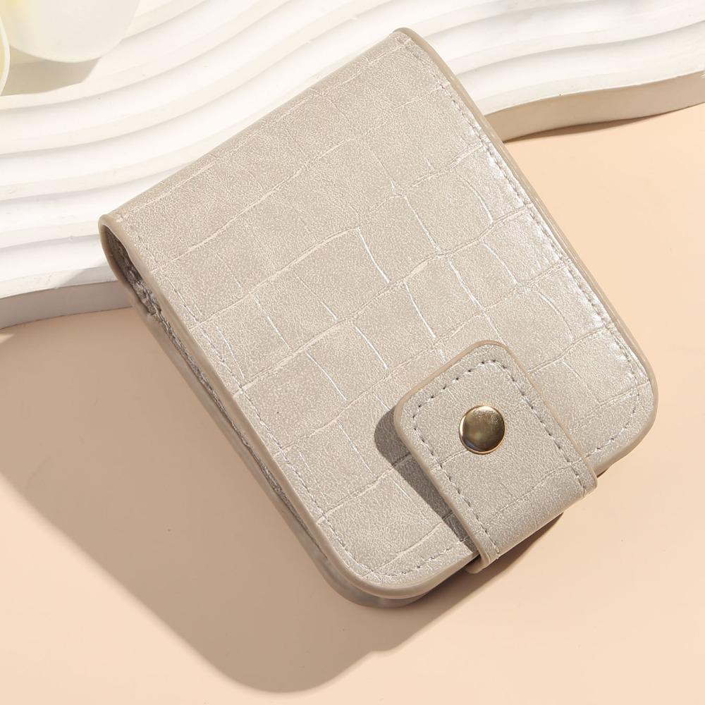 Fashion Alligator Pattern Lipstick Bag PU Leather Mini Makeup Bag with Mirror Portable Lipstick Protective Cover for Women Girls