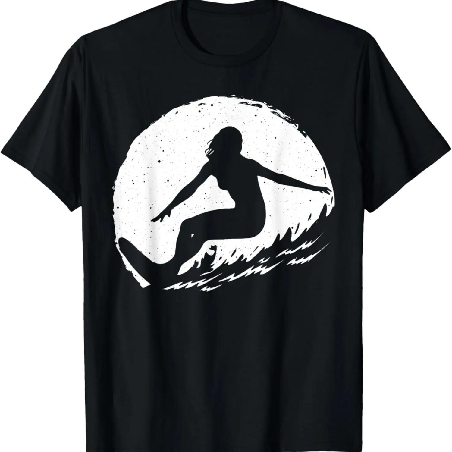 Серф-арт для женщин и девушек Пляж Серфер Гавайская Волна Серфинг Футболка S