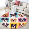 Happy Dog Round Area Rug,Carpet Rug for Living Room Bedroom Sofa Playroom Decor,Non-slip Floor Mat