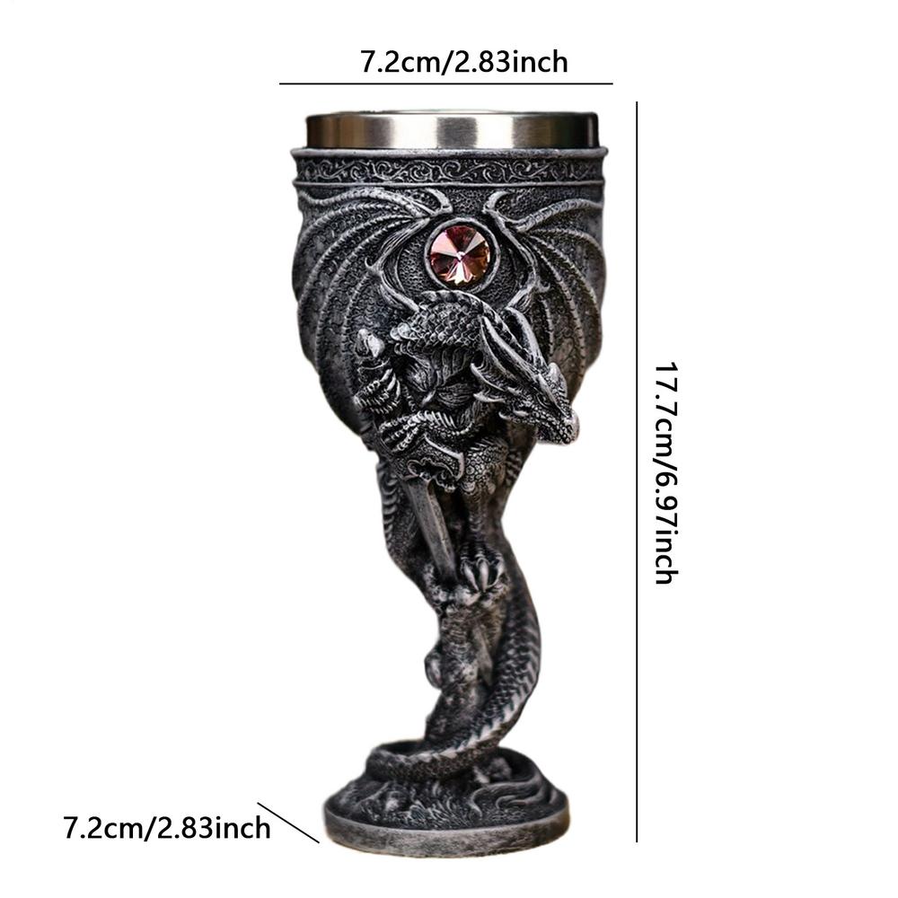 Medieval Dragon Wine Goblets Beer Cup Evil Dragon Gem Stainless Steel Goblet Halloween Home Decoration Whiskey Cup Friends Gift
