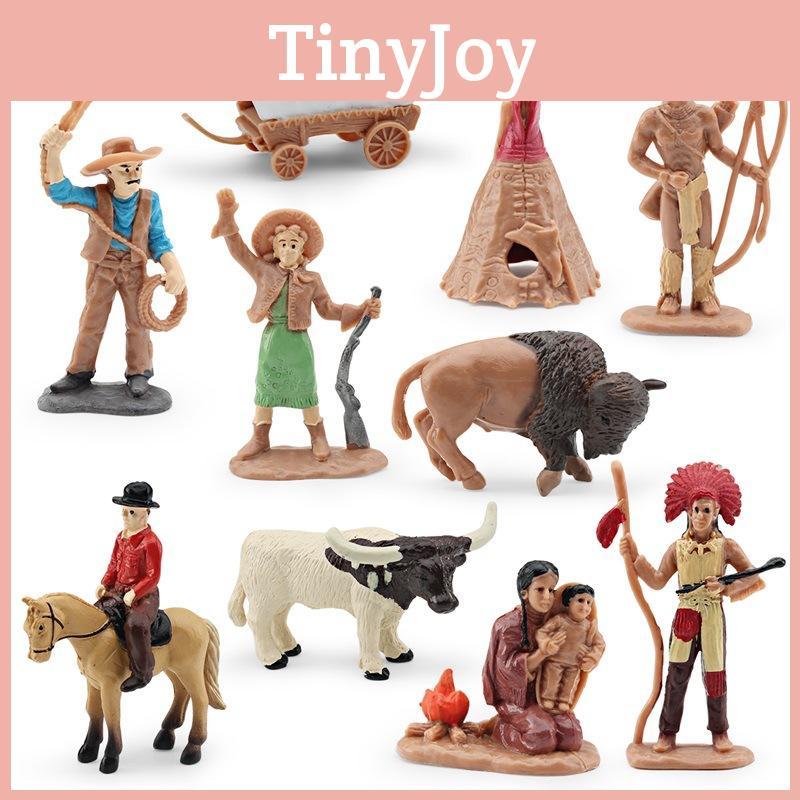 Wild West Themed Playset Featuring Chief Warrior Cowboy Indian Woman Tent Toy Set