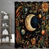 Retro Moon And Planet Collection Shower Curtain Washable Dirt-Resistant Shower Head Waterproof Polyester Bath Curtain