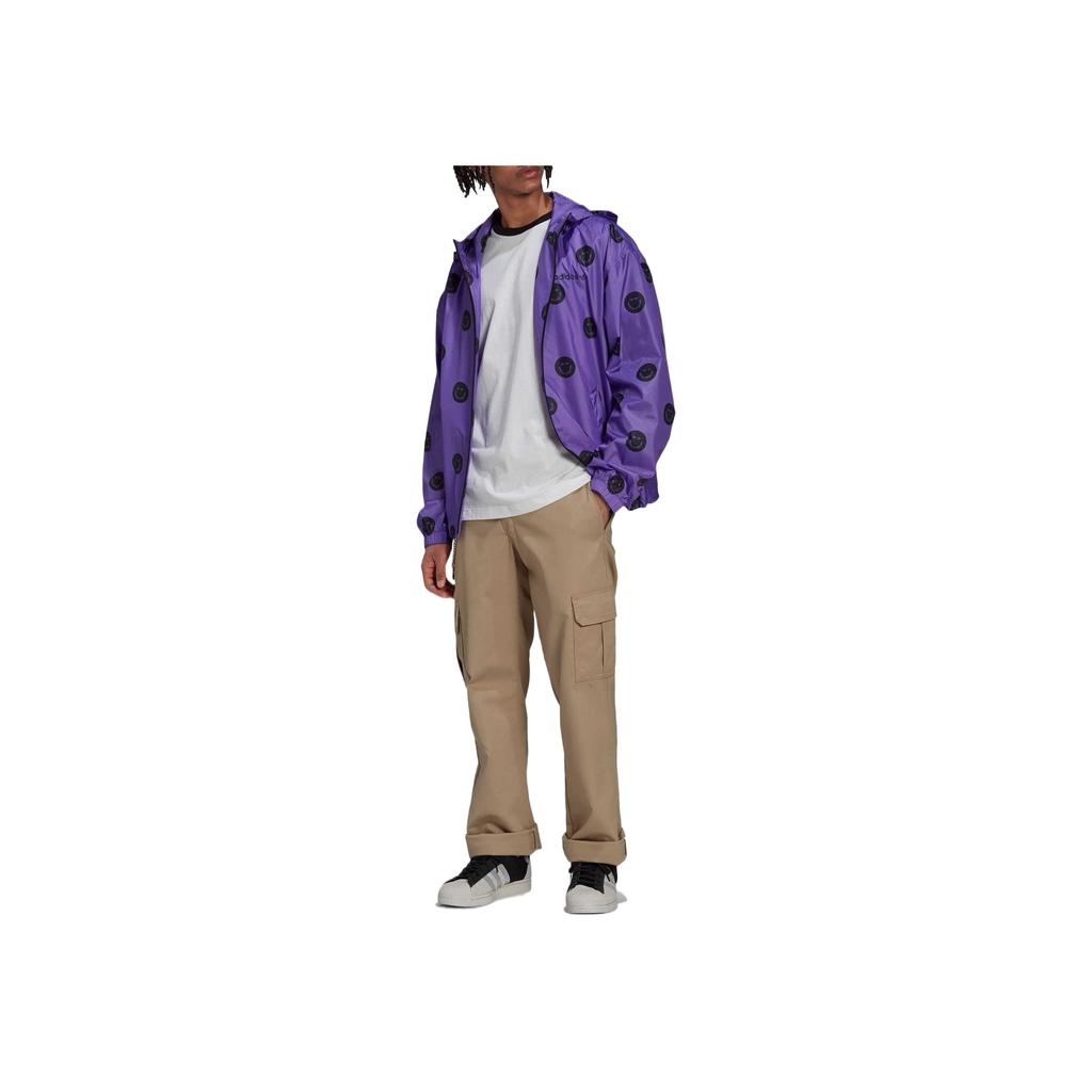 Adidas Originals Allover Print Windbreaker Men Jacket Purple HN0395