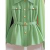 Lente/Zomer Dames Overhemd Effen Kleur Enkelrijig Lange Mouwen High-End Chic Tops Dames Blouse Dames Overhemd Groen
