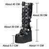 SyfIyno New European and American Long Boots with A Metal Buckle Strap of 11cm Thick Sole and High Boots In Extra Size