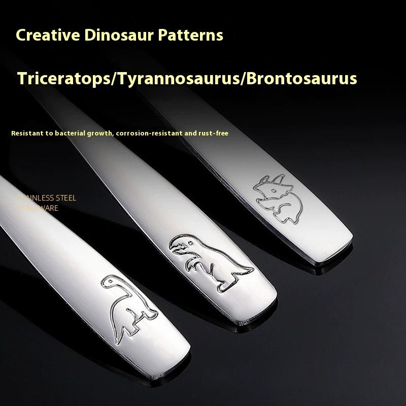 3-15Pcs Kids Silverware Set Stainless Steel Kids Fork Spoon And Cutter Set Funny Dinosaur Flatware Set Outdoor Tableware