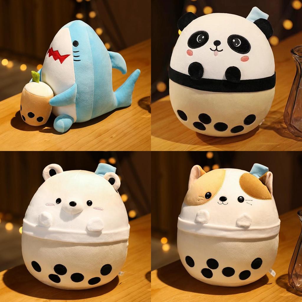Collectible Plush Toy Milk Tea Cat With Short Plush Filling For Children Gift