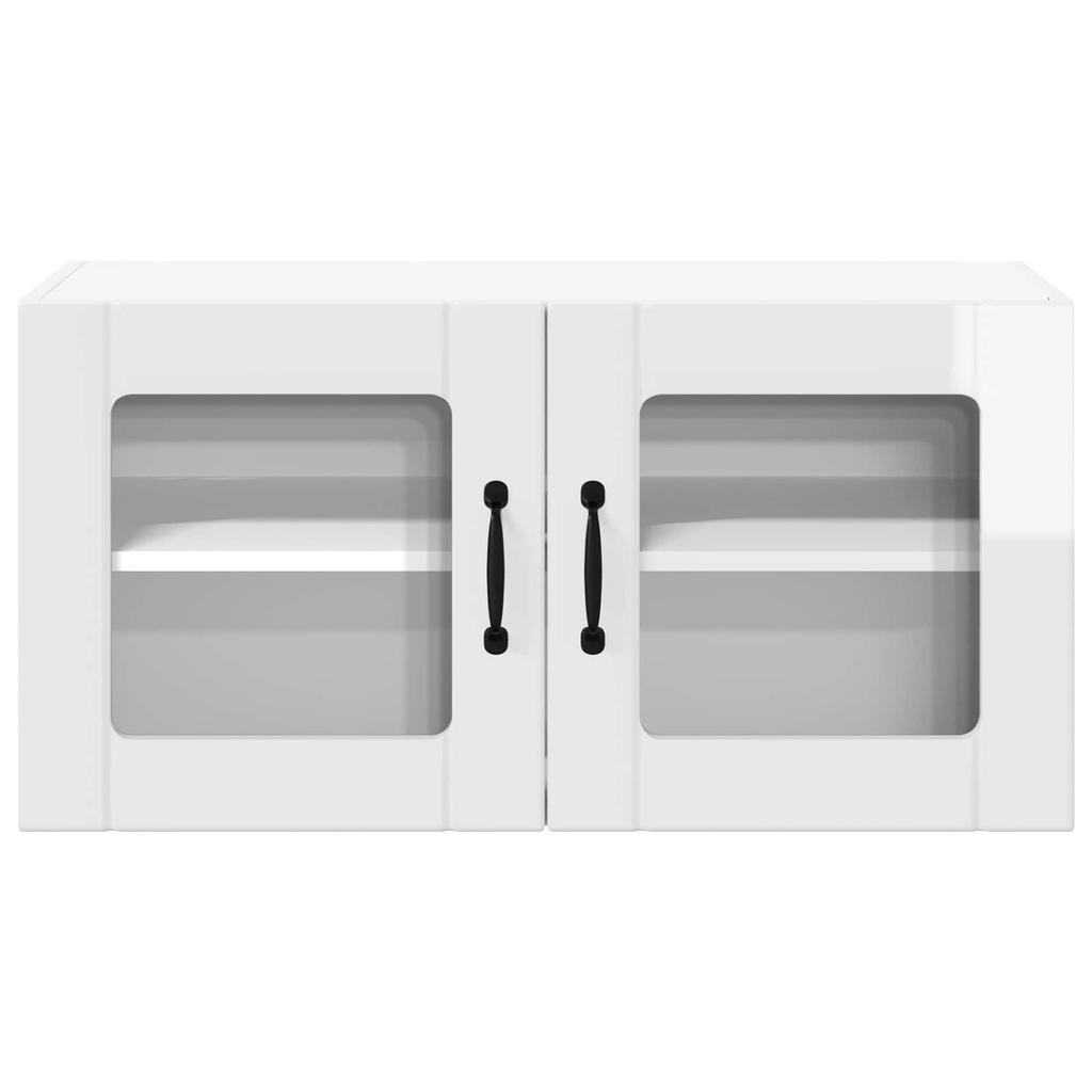 Lucca Wall Mounted Glass Cabinet High Gloss White 80 X 31 X 40 Cm