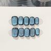 Handmade Cat Eye Nail Art Pure Black Base Smurf Cat Eye Sea Salt Ice