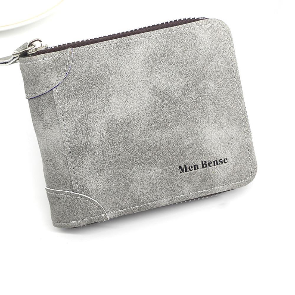 

Мужской кошелек для монет бифолд Винтажный держатель для ID-карт Модная деловая сумка-клатч Унисекс светло-серый
