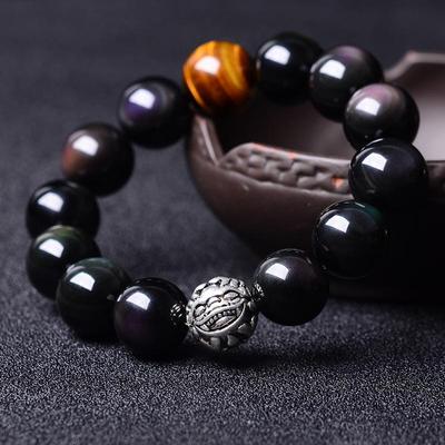 Rainbow Eye Obsidian צמידים צמידי Lucky Beads אביזרי מתנה לזוג תכשיטים בסגנון סיני