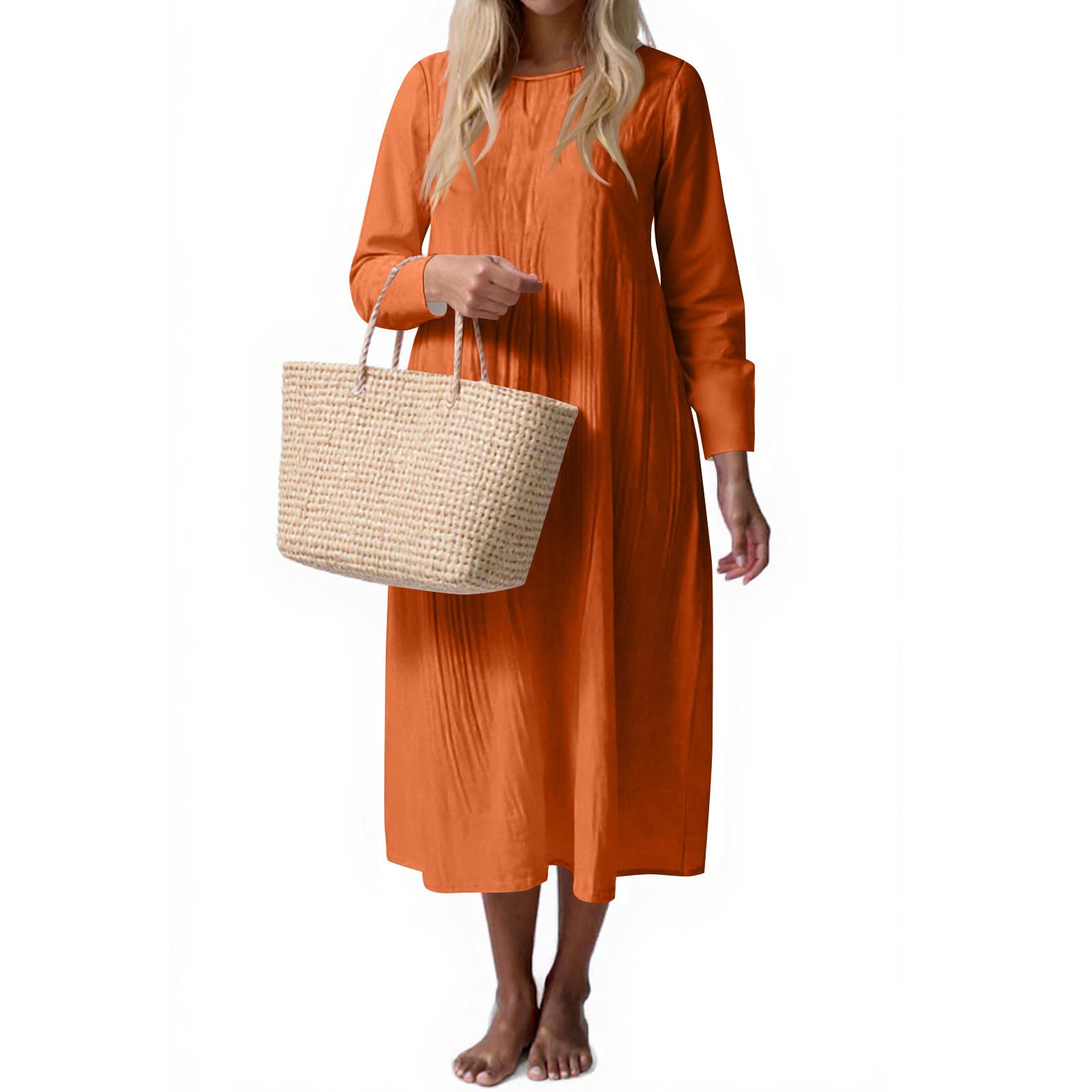 

Женское модное повседневное платье без рукавов с круглым вырезом, однотонное, элегантное, темпераментное S шафрановый