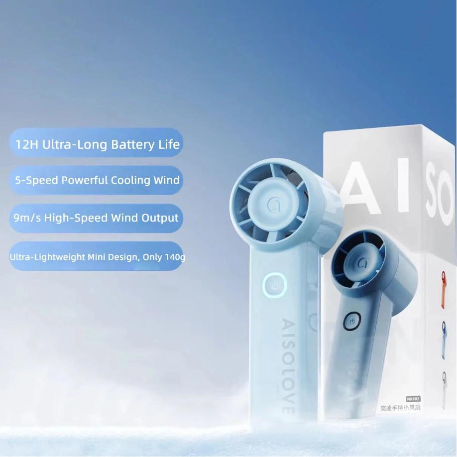 Handventilator, Tragbarer Mini-Hochgeschwindigkeits-USB-Ventilator, Turbinen-Luftkonzentrator, Energiesparender Elektrischer Ventilator, Lange Akkulaufzeit, Blau