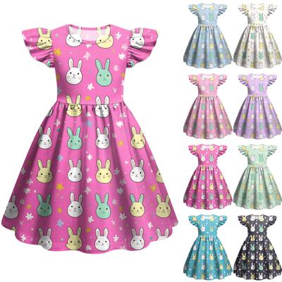 Kinder Mode Lässiges Kleid mit Flatterärmeln