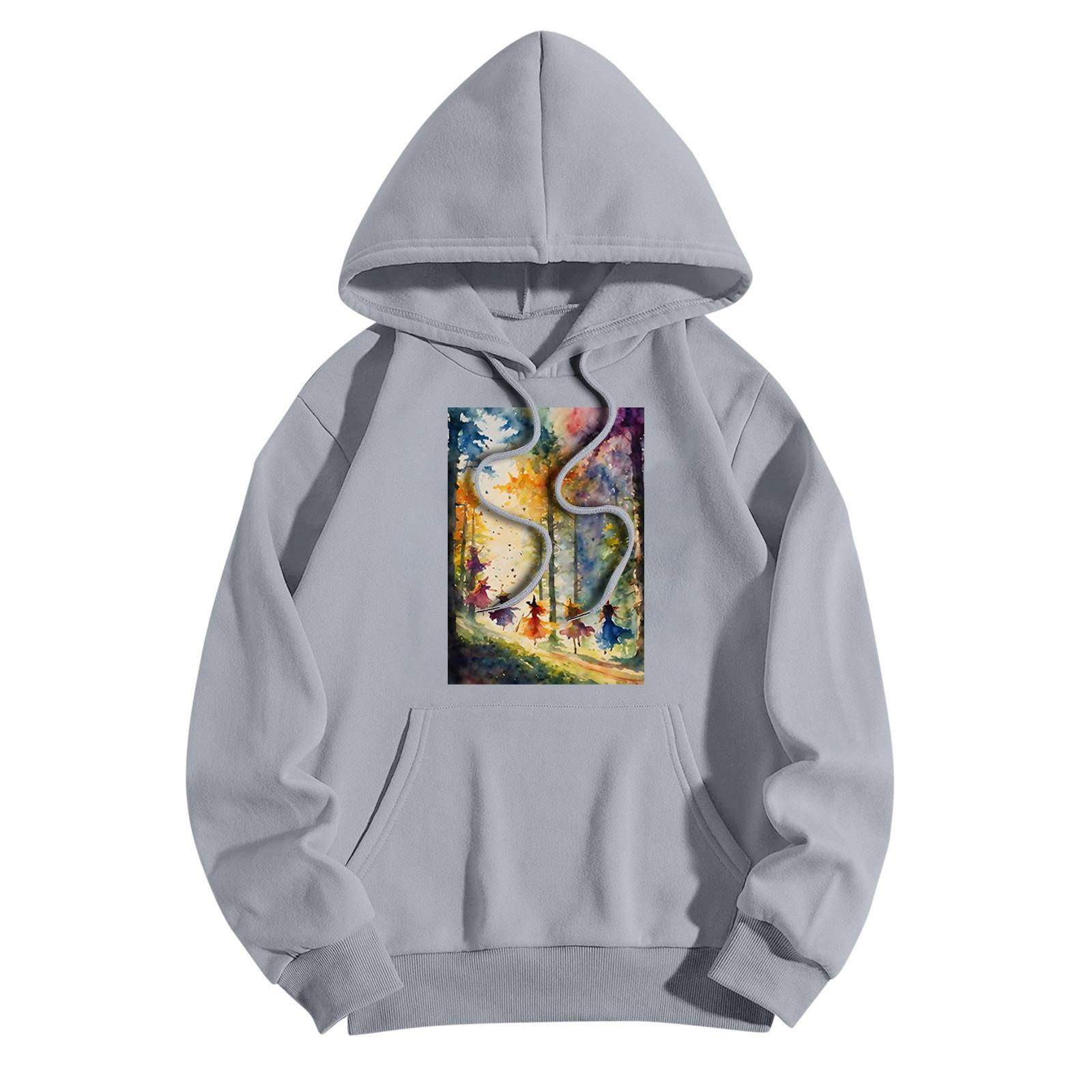 Женская модная повседневная толстовка с капюшоном и принтом ведьмы на Хэллоуин — фото 10