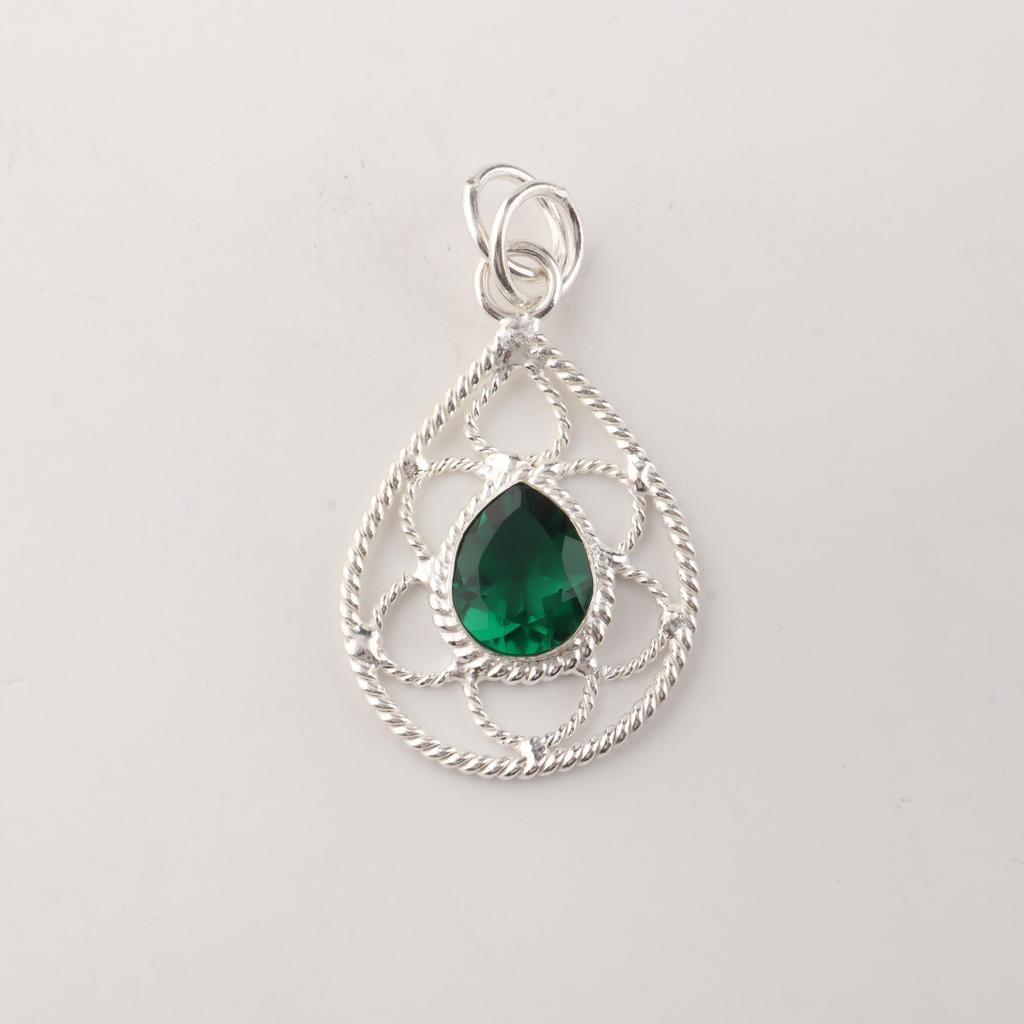 Chrome Diopside Gemstone 925 Sterling Silver Handcrafted Pendant 1.40" For Wedding Gift PP-19-1