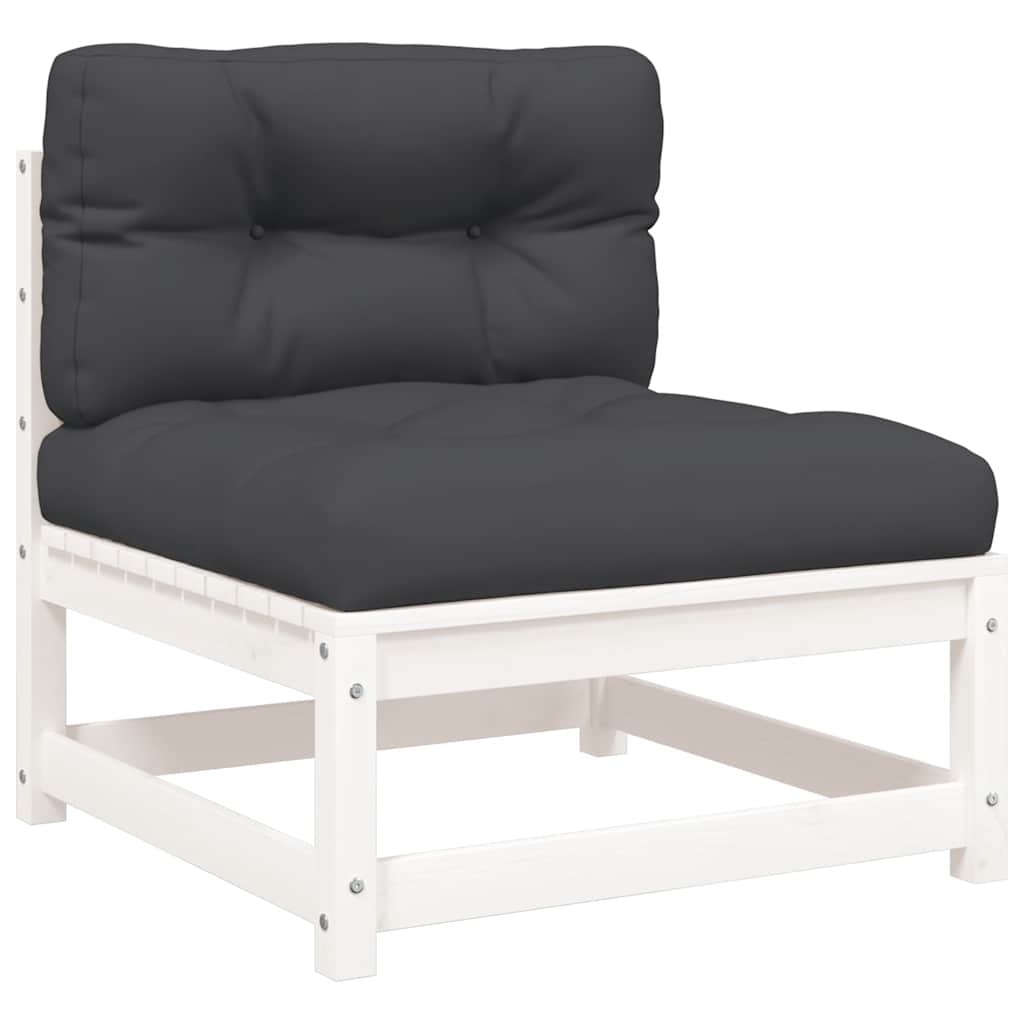 Vidaxl Garden Sofa With Cushions, 2-Seater, White, Pine Wood
