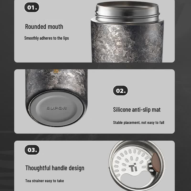 SUPOR Smart Temperature Display Pure Titanium Insulated Bottle