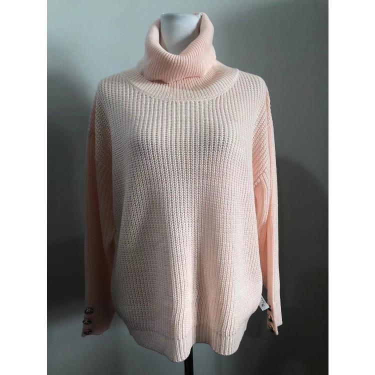 Women Solid Color High Neck Knit Sweater Autumn Winter Casual Fashion Pullover