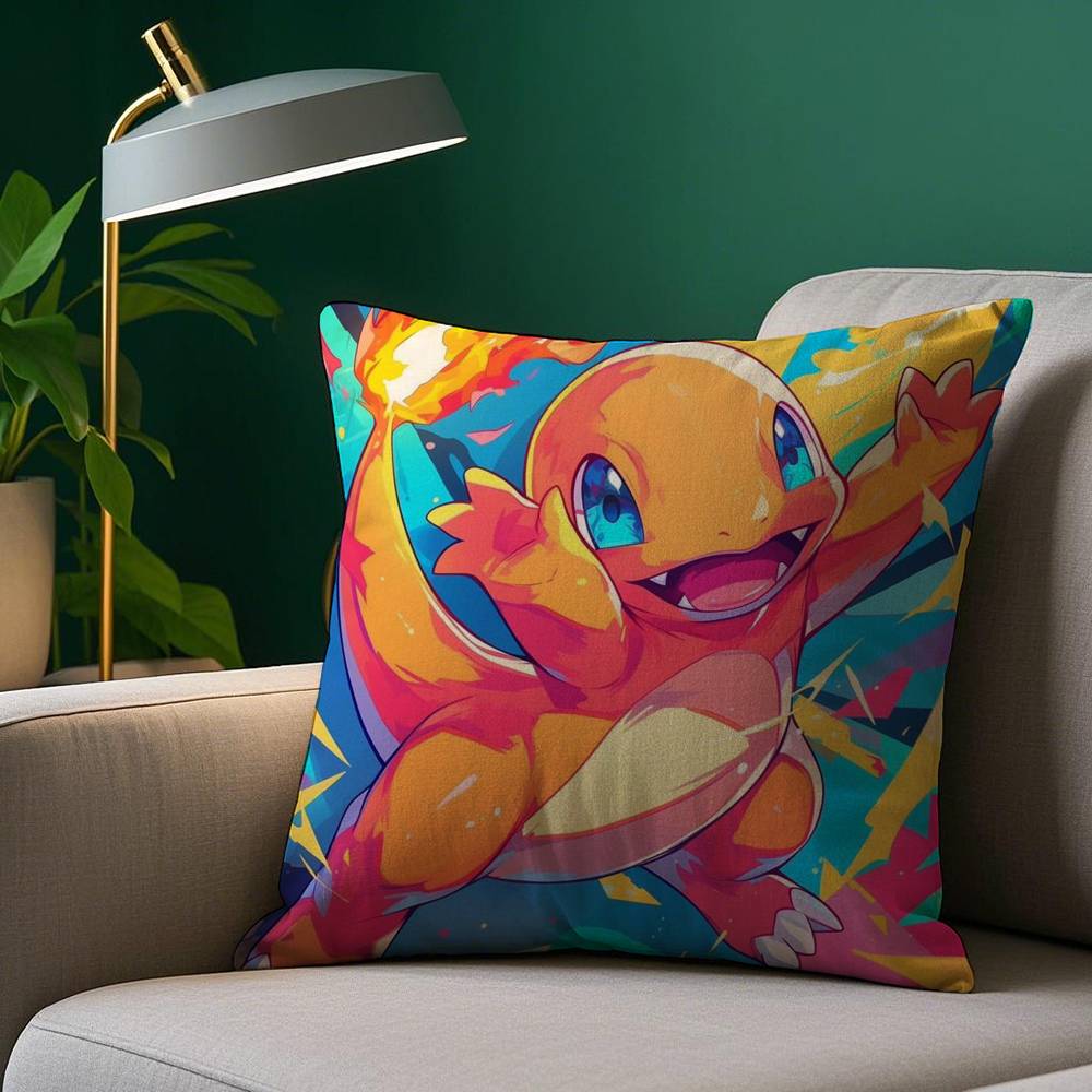 Cute C-Charmander Pillow Case Plush Fabric Soft Pillowcase Double Sided Print Sofa Cushion Pokemon Cover Throw