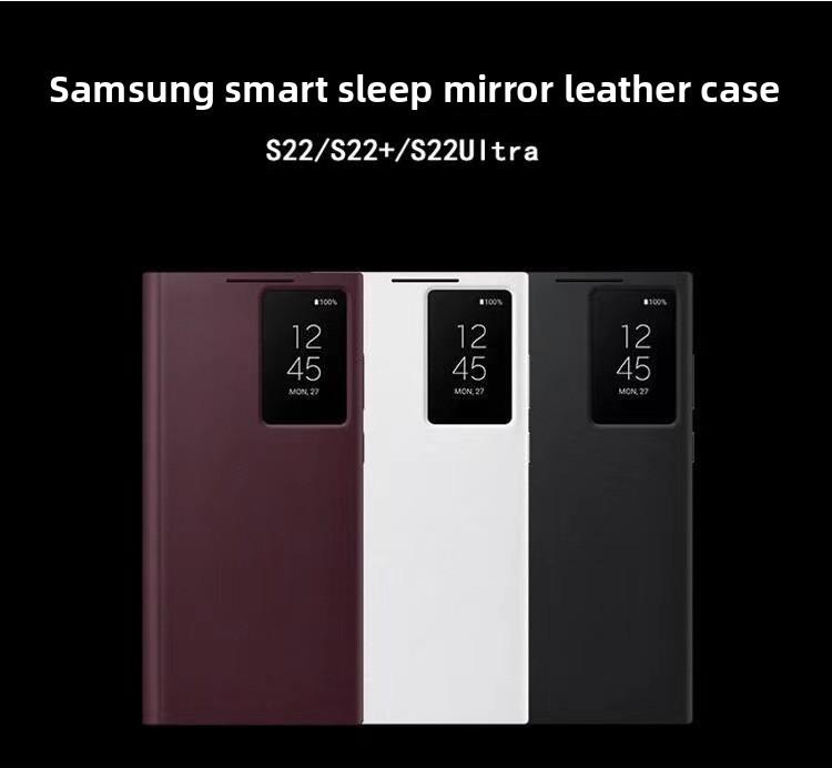 Funda Cartera de Cuero tipo Flip para Samsung Galaxy S23 Ultra con Ventana Inteligente para Uso de Negocios y Moda