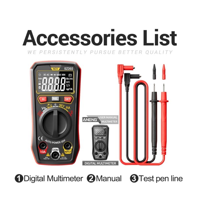 Digitalmultimeter mit berührungsloser Spannungserkennung, leicht zu tragen, Digitalmultimeter mit Data-Hold-Funktion für zu Hause