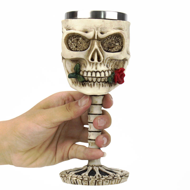 Gothic Wine Glass with Pink Skull The Gothic Romance Tumbler Themmet Themmet Retro Stainless Steel & Wine Cups Best Halloween Birthday Gift | Wine