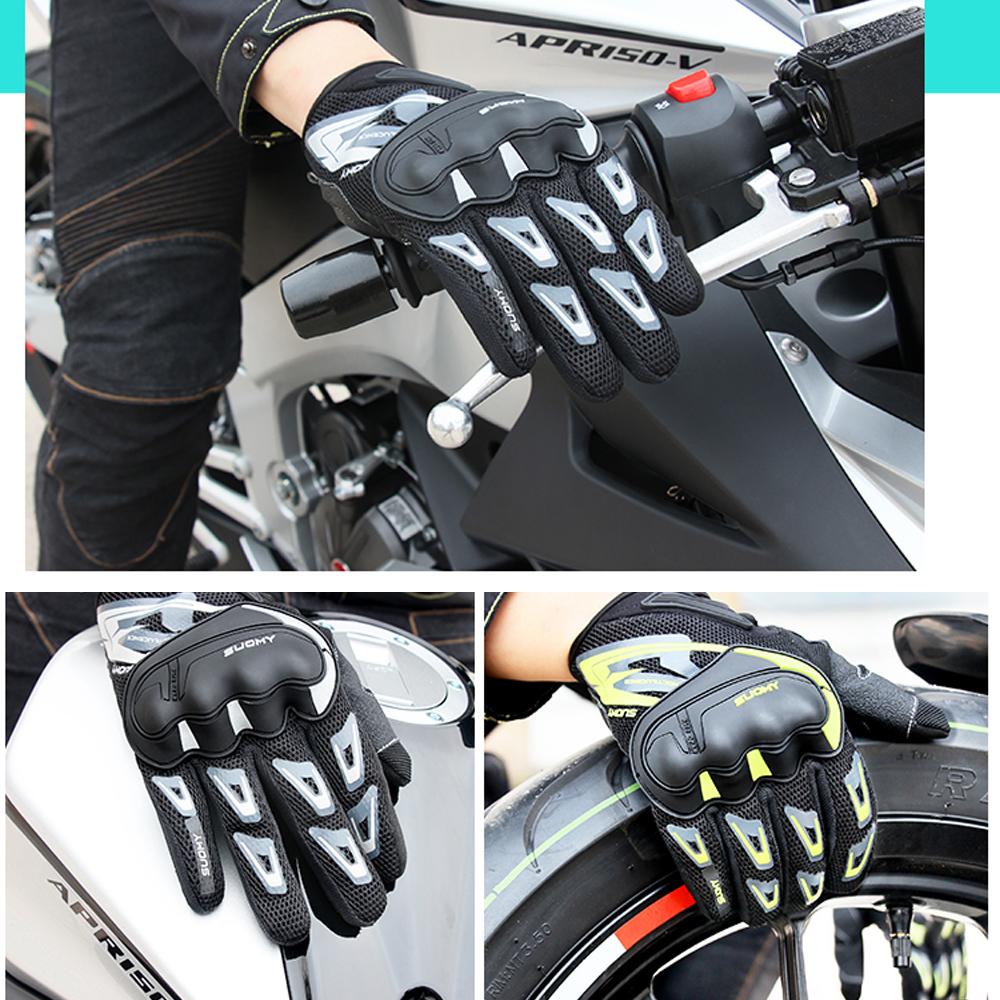 Suomy New Breathable Motorcycle Gloves Summer Full Finger Moto Racing Gloves Touch Screen Motorcycle Motocross Men Plus Size XXL