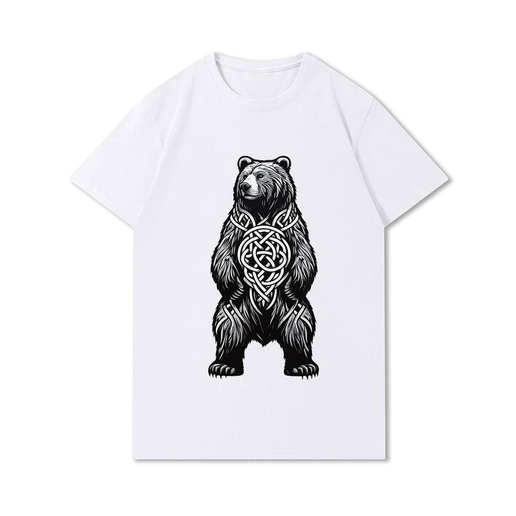 100% Cotton Summer Men T Shirts Viking Vintage Skull Beard with Headphone Printed Casual Top Tees