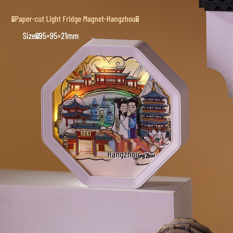 Guochao Paper Sculpture Fridge Magnet Souvenirs for Tourist Attractions