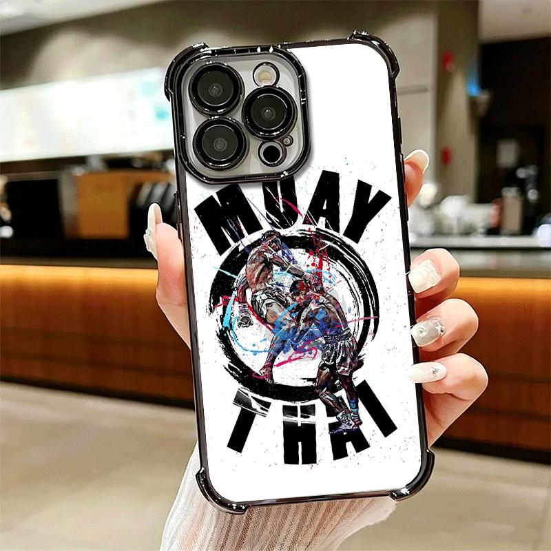 Muay Thai Fight Boxing Soft Phone Case For iPhone 15 16 17 Air 14 Pro Max 16E Plus 13 12 Mini Plating Anti-Fall Fundas