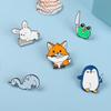 Funny Cartoon Fox Knife Art Brooches Enamel Metal Badges Animal Pins Backpack Hat Shirt Lapel Pin for Kids Women Bag Clothes DIY