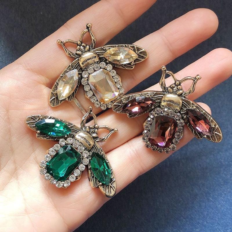 Rerto Bee Crystal Brooches For Women Enamel Rhinestone Animal Tassel Lapel Pins Men'S Suit Collar Pin Badge Accessories
