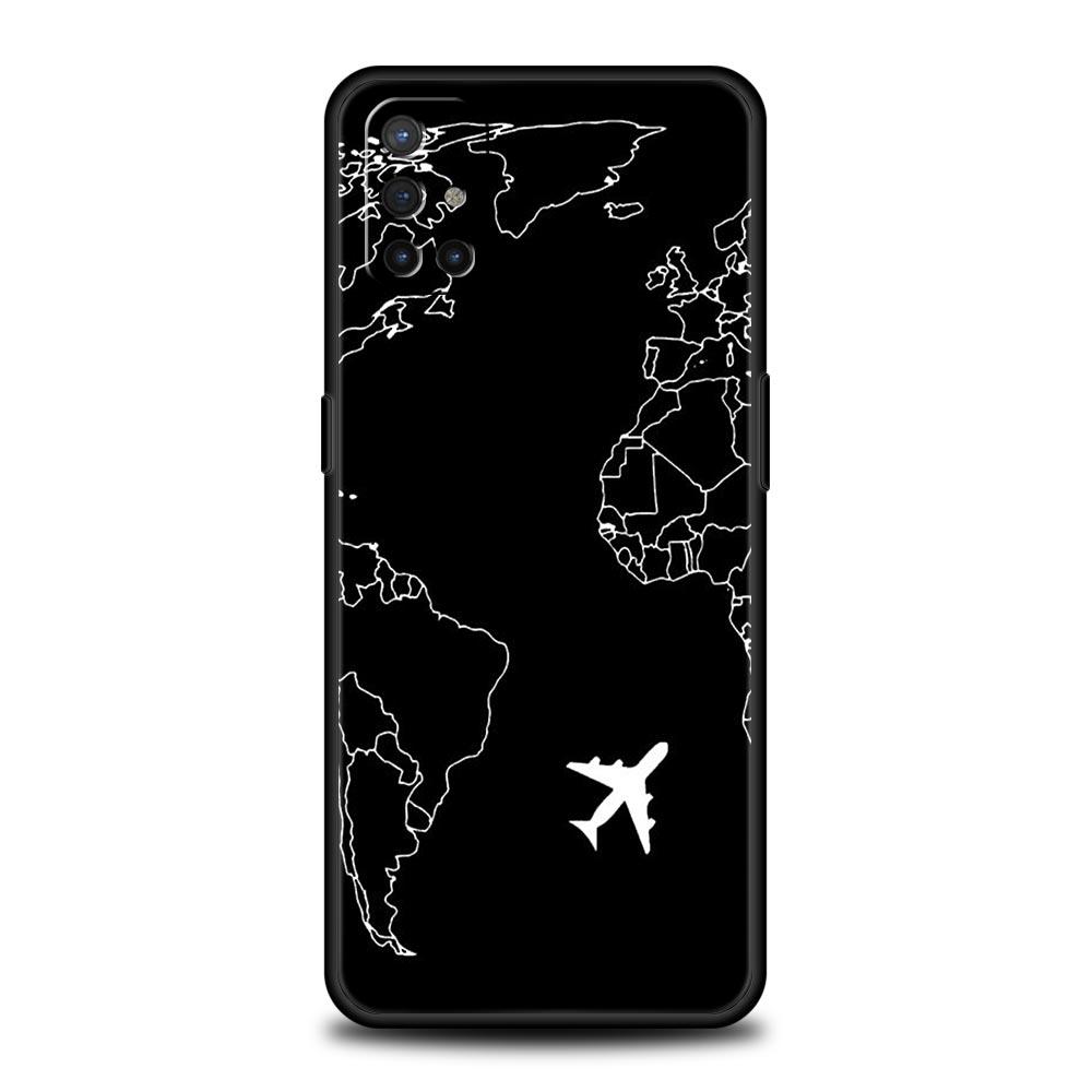 Phone Case For OnePlus 12 11 10 9 Pro 9T 12R 10R 9RT 10T 8T 8 7 6T 7T Nord 2T CE 2 5G Cover Cartoon World map scenery direction