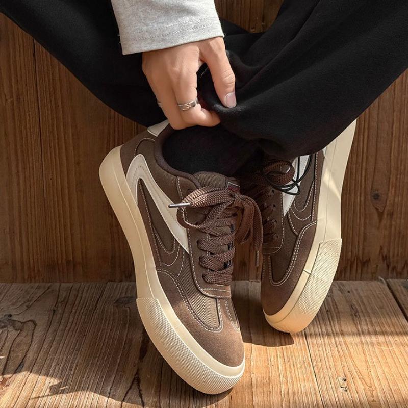 Vintage Platform Sneakers Men's Autumn New Outdoor Non Slip Comfortable Board Shoes Height Increase Fashion Lace Up Casual Shoes