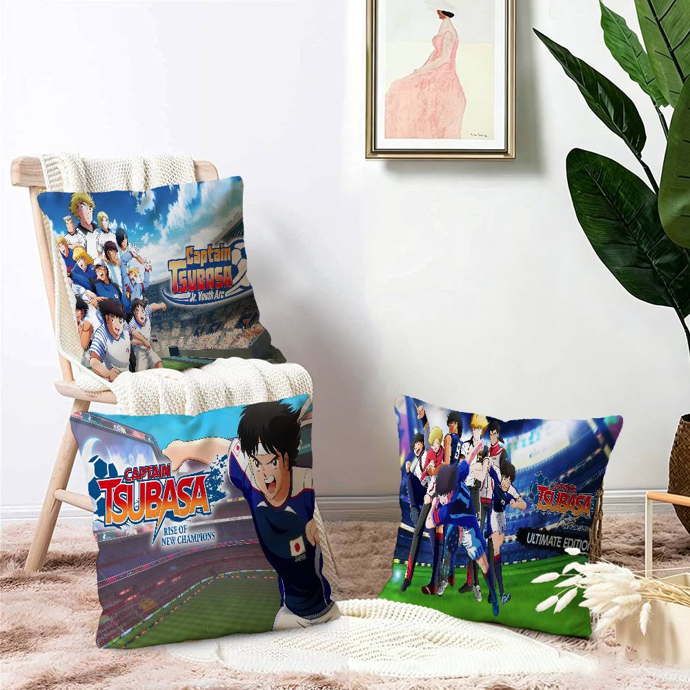 Anime Captain T-Tsubasa Soccer Cushion Cover Inches Farmhouse Decor Home Throw Pillow Covers for Couch Decorations