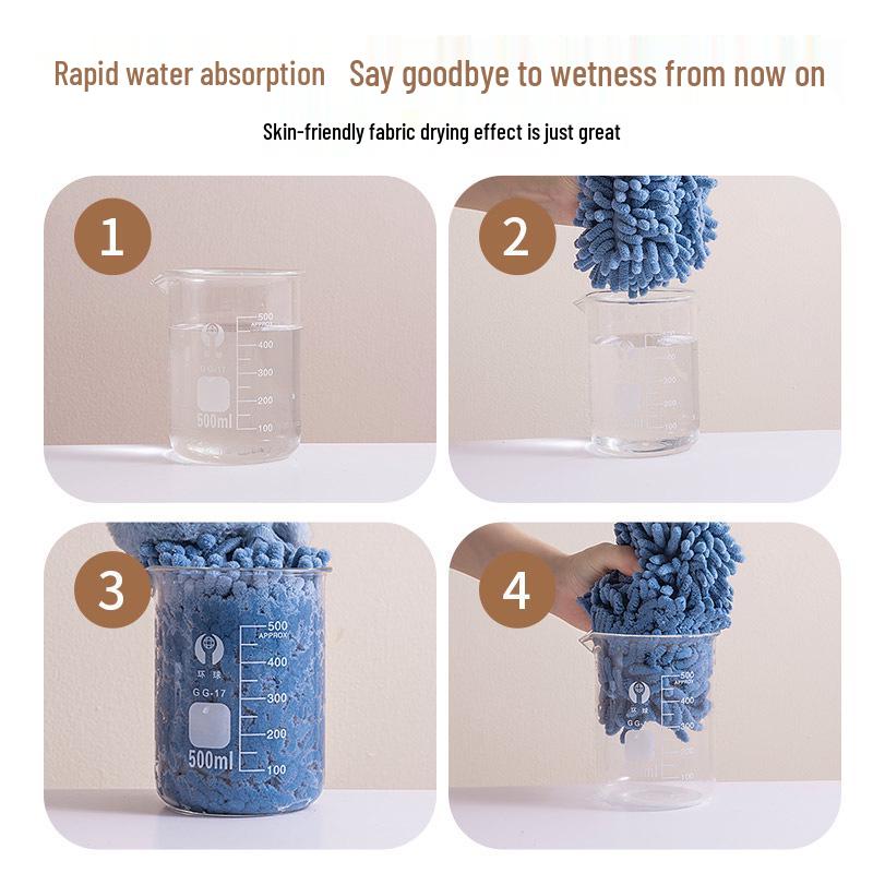 Cartoon Quick-Dry Chenille Towel for Kitchen & Bath, Wall-Mounted & Water-Absorbing