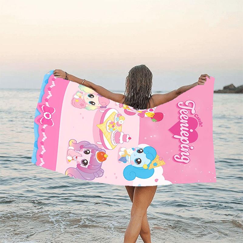 1pc Catch Teenieping Magic Sweethear (4) Beach Towel, Beach and Seaside Swimming Pool Equipment, Fashion Pattern, Rectangular, Travel Essentials