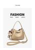 Korean Style Genuine Leather Bucket Bag with Cute Dog Pendant - Versatile Crossbody and Shoulder Bag for Women