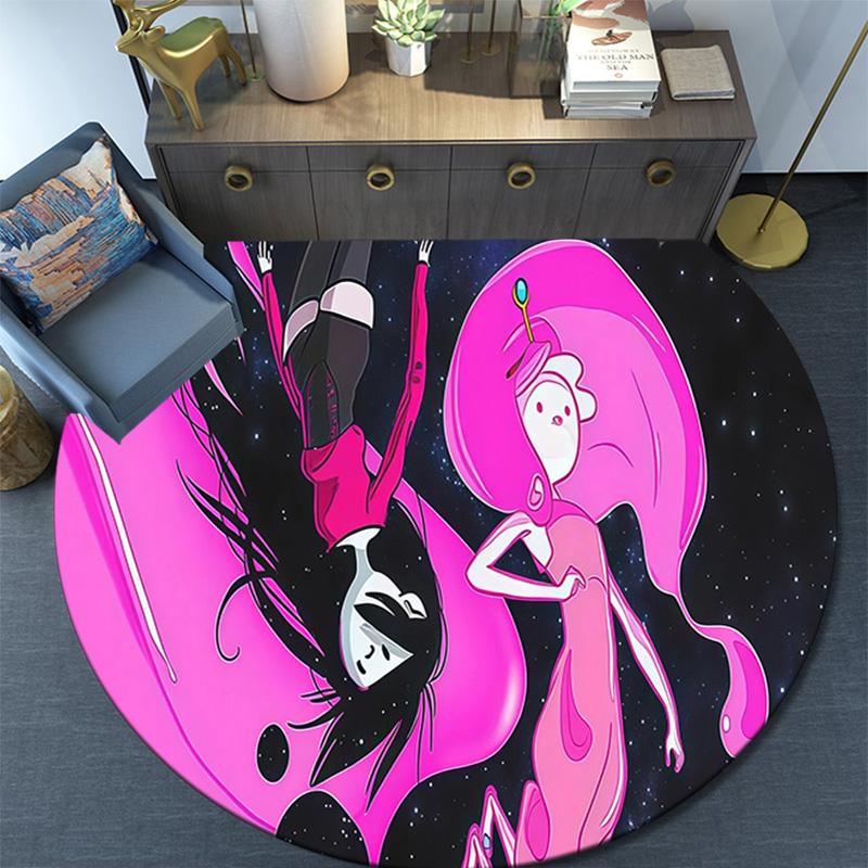 Tappeto Rotondo Adventure Time, Tappeto per Soggiorno Camera da Letto Divano Sala Giochi Decorazione, Tappetino Antiscivolo