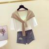 Stylish Women's Knit Shawl - 2026 Spring Celebrity Style Shoulder Wrap with Knotted Neckline Faux Collar Scarf