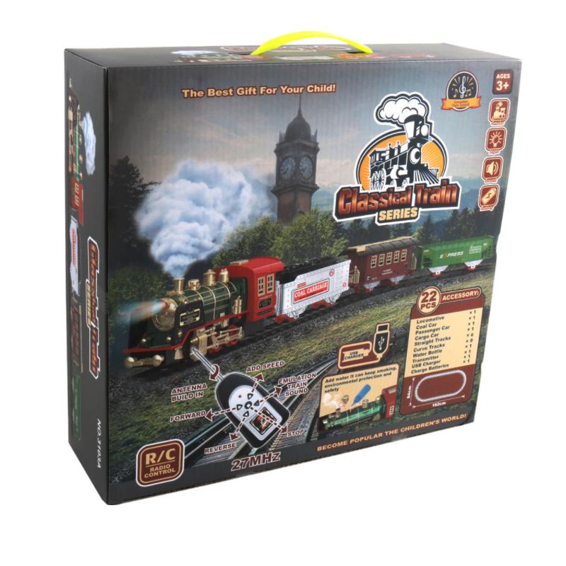 

Радиоуправляемый поезд с рельсами, классический симулятор, водяной пар, электрическая железная дорога, рождественский подарок, игрушка для детей B150