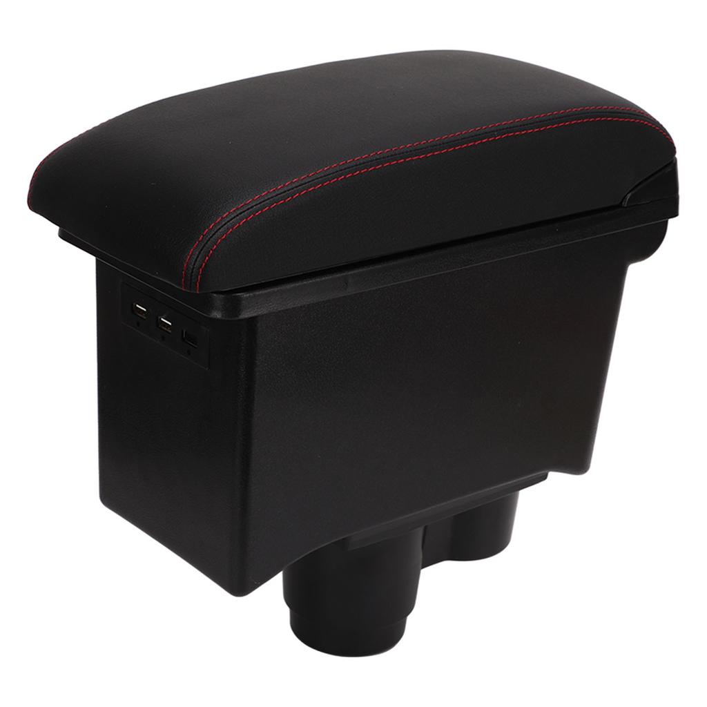 Mittkonsolens armstödslåda med 3 USB-portar Dubbelskiktsförvaring Konstläder för Duster 2019–2022