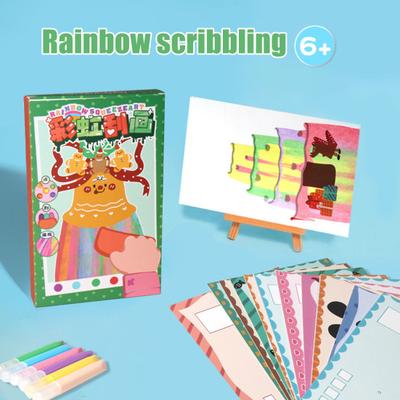 1 Set Kindersqueegee Kunst Knutselpakket Regenboog Kraspapier Kunstpakket Educatief DIY Kinderen Stip Kras Schilderen Speelgoed Peuters Jongens Meisjes Feest