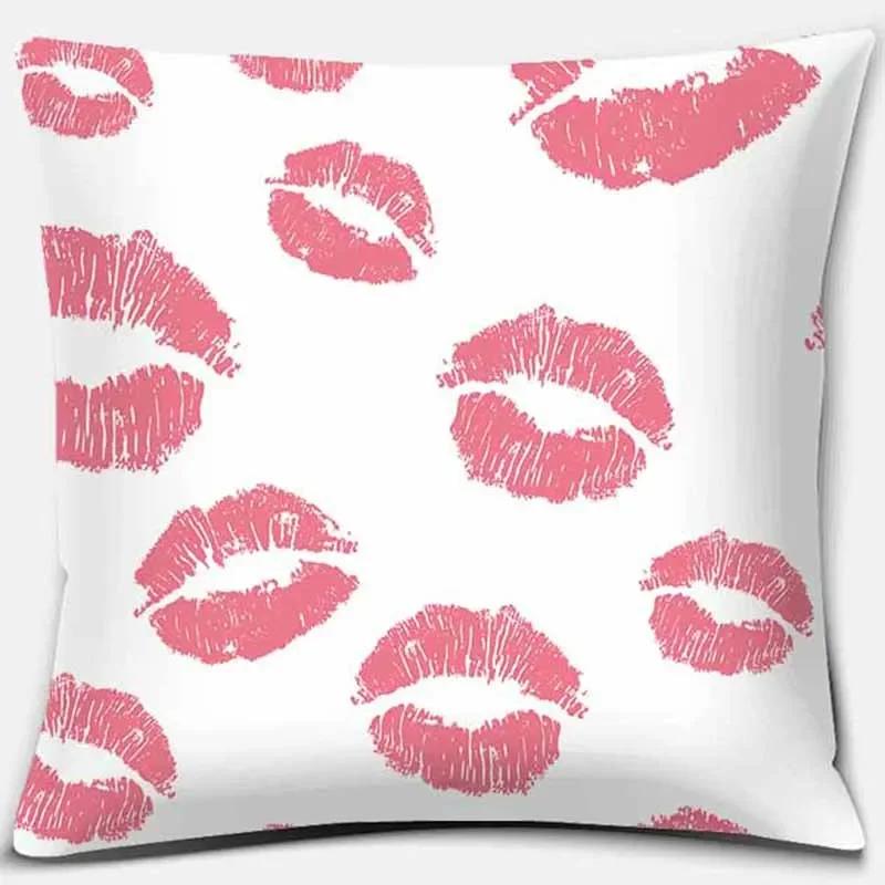 Home Decor Pink Printed Square Polyester Pillowcase Car Sofa Cushion Cover For Bedroom Living Room Sofa X