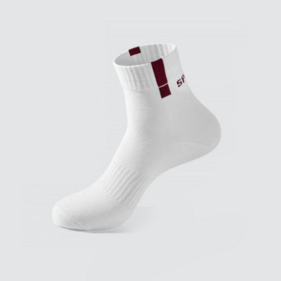 Men's Non-Slip Mid-Calf Sports Socks - Odor-Resistant Cotton, Casual Autumn/Winter Solid Color with Letter Design