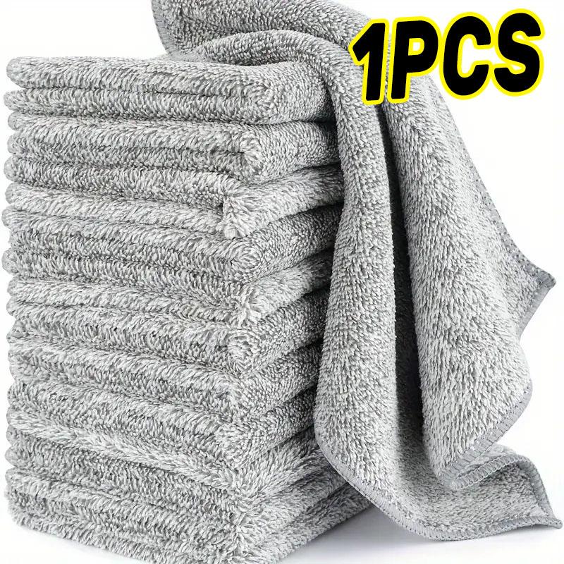 1/50pcs Gray Bamboo Charcoal Thickened Super Absorbent Dishcloth Oil Resistant Kitchen Wipes Microfiber Cleaning Cloths