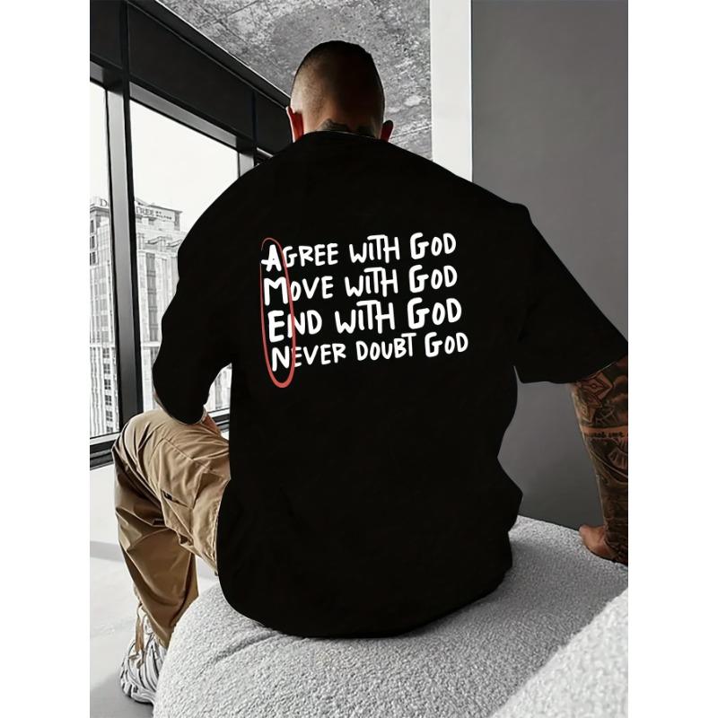 

European Size Men S Casual Round Neck Short Sleeve Knitted Fabric Alphabet Print T-Shirt 4XL чорний