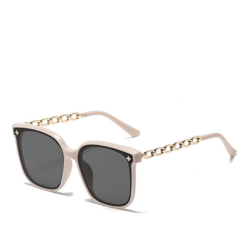 New Rectangle Sunglasses Women's Metal Chain Strip Mirror Leg Sun Glasses Women's Outdoor Driving Eyewear UV400