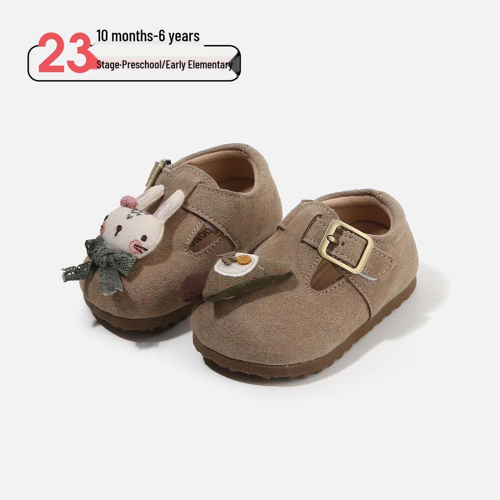 Scarpe per primi passi da bambino Primavera 2025: Scarpe in Pelle Antiscivolo con Suola Morbida e Decorazione Bambolina per Bambini e Bambine